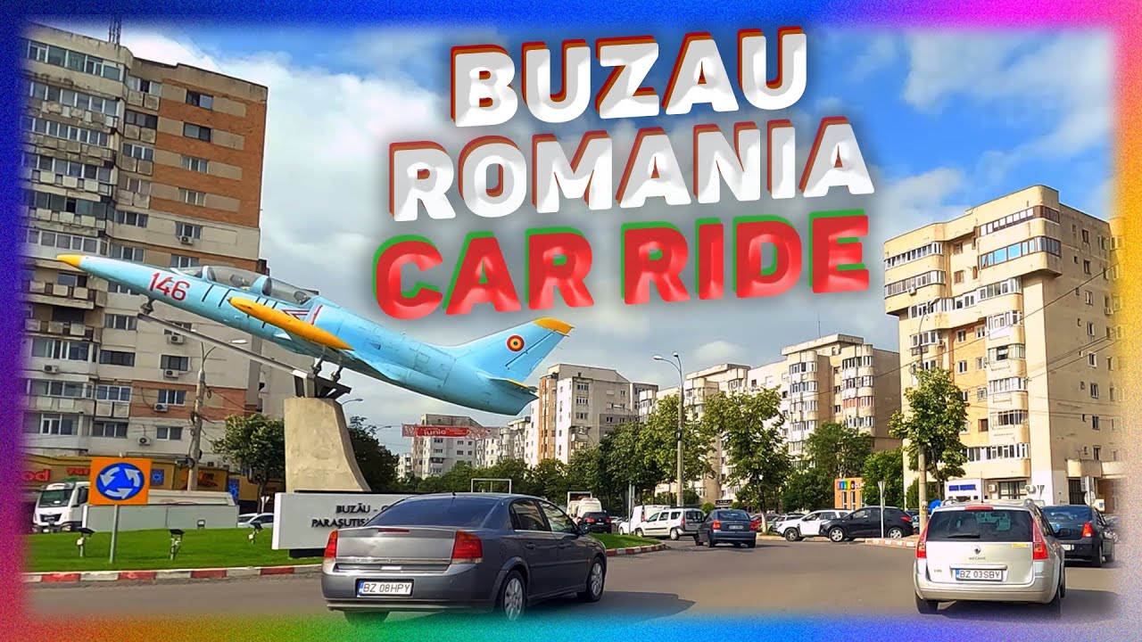 The Buzau City, Romania. Car Ride. Deep House Music