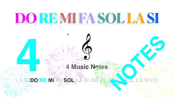4 Notes, New Color Note: RE - Read Music Notes in Treble Clef (DO RE MI FA SOL LA SI)