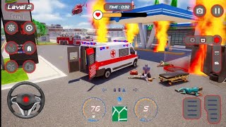 Ambulance Simulator Games 3D || Ambulance Drive 2024 - 911 Helicopter Rescue Flight Simulator #part1 screenshot 4