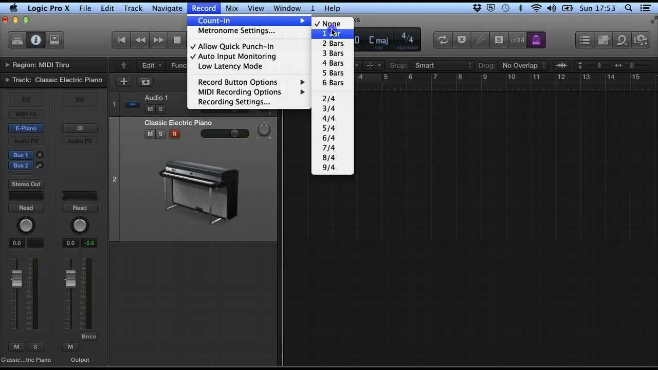 Logic Pro X Tutorial 3 - up the metronome - YouTube
