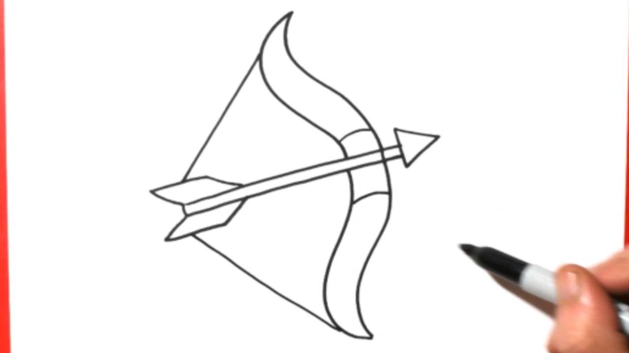 How to Draw a Bow  Arrow Step by Step  EasyLineDrawing