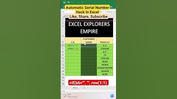 Automatic/Dynamic Serial number in Excel #Shorts
