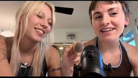 my friend tries asmr | mic brushing and chatting about makeup