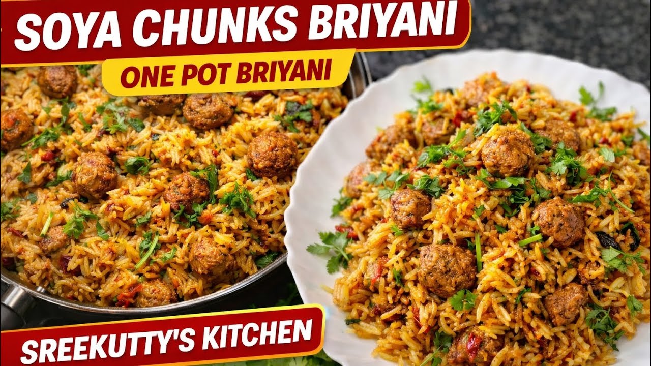 Soya briyani recipe in Tamil | Meal Maker briyani in Tamil | one pot recipe 