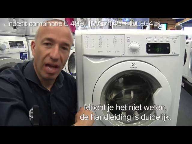 Voorbereiding schilder Uitgaand Indesit IWE7145 wasmachine + Indesit IDCEG45 wasdroger duo review en  unboxing - YouTube