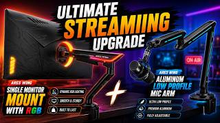 ARES WING Single Monitor Mount with RGB & Aluminum Low Profile Mic Arm