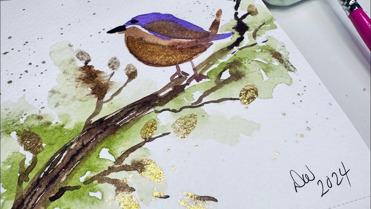 Paint a 4-Stroke Watercolor Bird: Easy for All Levels! 🐦🎨