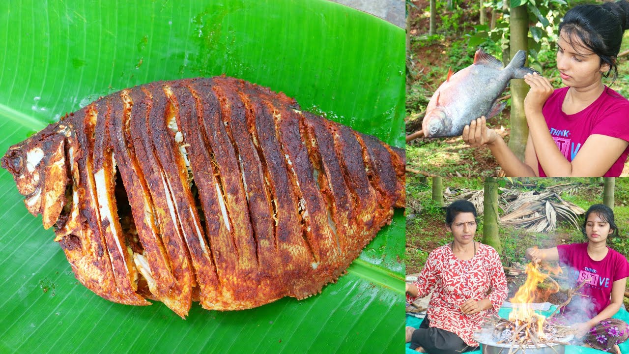 ಕೆಂಡದಲ್ಲಿ ಮಾಡಿದ ಹೊಸ ರೀತಿಯ ಸುಲಭವಾದ ಮೀನು ಫ್ರೈ | Easy Roopchand Fish Fry Using Firewood |Halli Mane