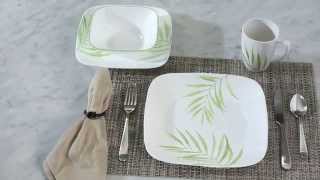 Corelle - Square Bamboo Leaf 16 Piece Dinnerware Set