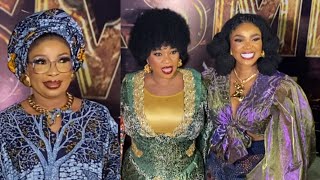 LIZ ANJORIN & IYABO OJO SNAP PICTURES WITH JAIYE KUTI AT HER ALAGBEDE MOVIE PREMIERE