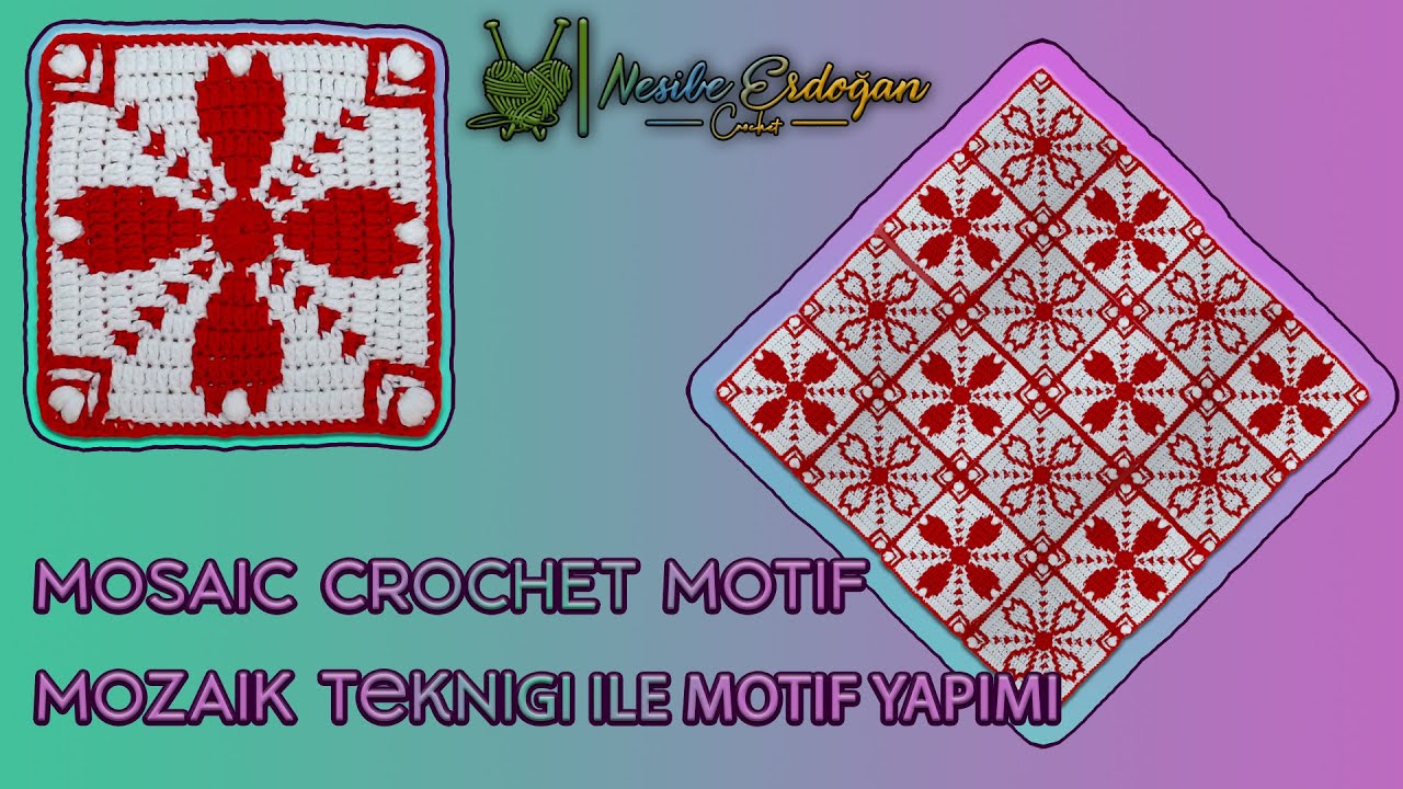 Mozaik Tekniği İle Motif Yapımı - How To Make Mosaic Crochet Motif #Crochet #Handmade