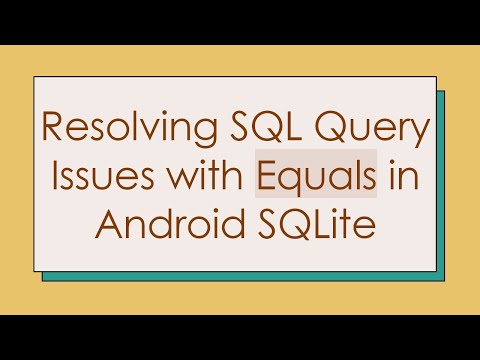Resolving SQL Query