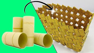 Cómo hacer CESTA con TUBOS de CARTÓN (RECICLAJE)| Ecobrisa