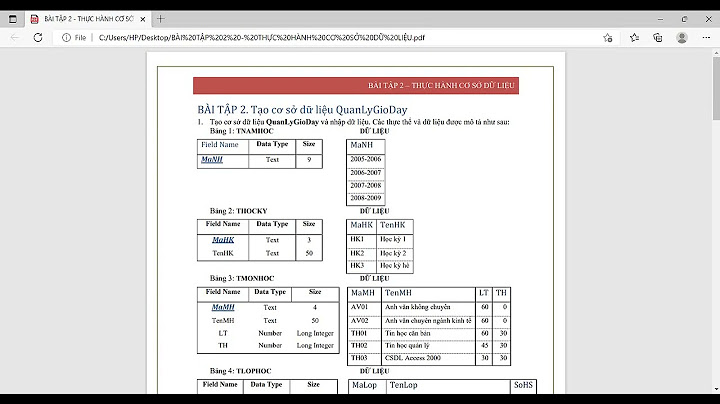 Bài tập phân tích cơ sở dữ liệu access năm 2024