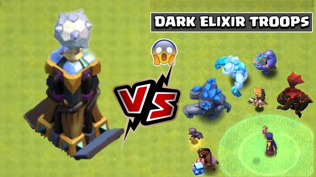 Max Hidden Tesla VS Level-1Dark Elixir Troops || Clash of Clans