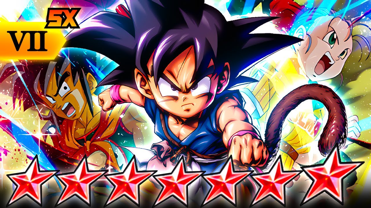 (Dragon Ball Legends) 5x ZENKAI улучшенный 14-звездный LF KID GOKU наносит непристойный урон!