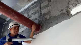 Fire Stop Sealant application on pipe sleeves