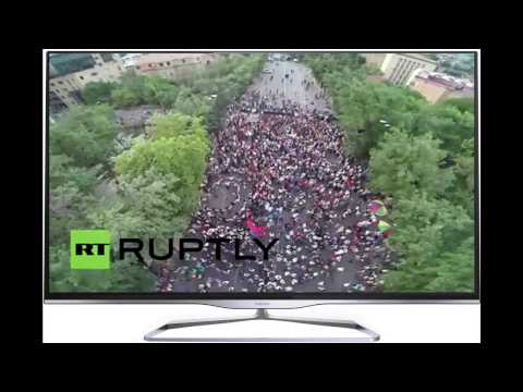 Electric Dancing: Drone buzzes protesters in Yerevan Armenia
