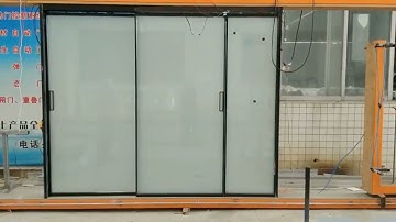 Electric smart glass door opener. Switchable glass with linear magnetic drive sliding door operators