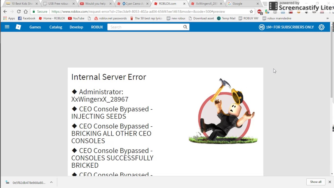 Sever Error To Get Free Robux Youtube - roblox robux error