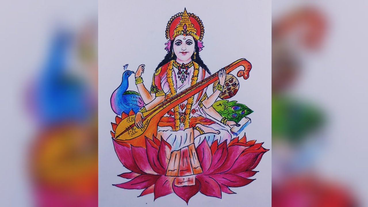 A drawing of an hindu goddess, Maa Saraswati. Drew it using only graphite  pencils on a A4 size paper. Hope you like it. : r/drawing