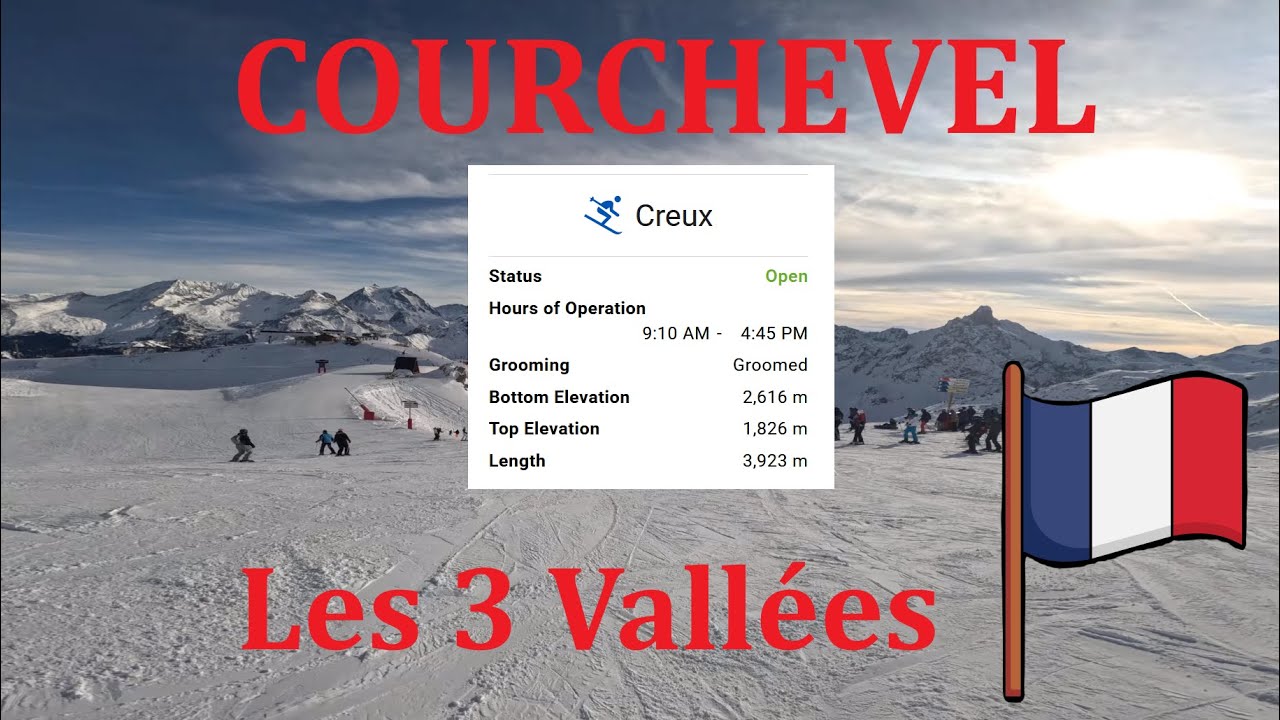 Skiing blue piste 'Creux' in Courchevel, Les 3 Vallées, GoPro 4k, 2026