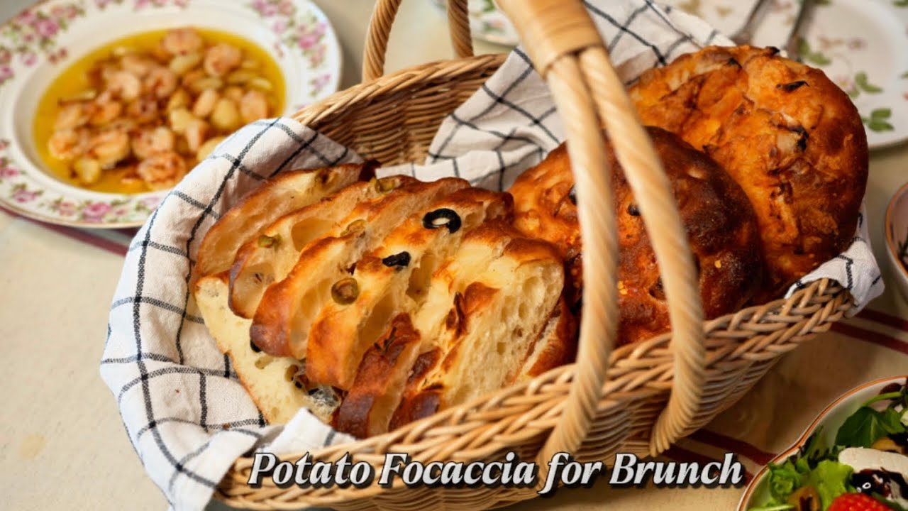 (SUB)15년 빵순이가 1주일에 한번씩 굽는 빵은?포카치아가 늘 실패했다면 이렇게 구워보세요｜전날 반죽으로 만드는 감자 포카치아, 토핑 타지 않게 굽는 법