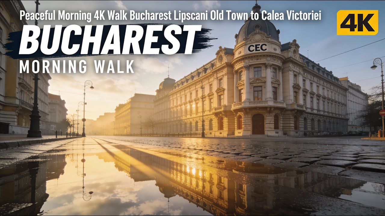 Peaceful Morning in Bucharest: Lipscani Old Town to Calea Victoriei 4K Walk