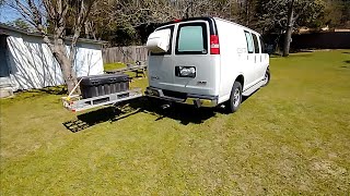 Cargo rack and swing away hitch installed! van life Storage adddition