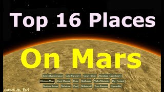 Top 16 Places on Mars (3D Globe)