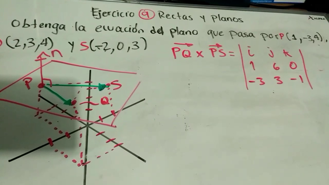 Ejercicio 9 parte 2 Ecuación del plano que pasa por tres puntos - YouTube