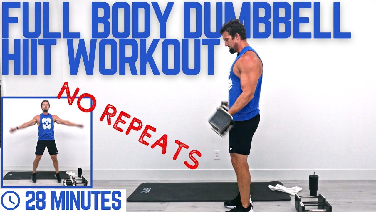 Full Body Dumbbell HIIT Workout - Low Impact Options Provided - YouTube