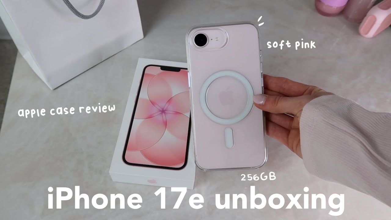 iPhone 17e aesthetic unboxing (soft pink) ☁️? | setup, apple 
