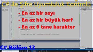 Şifre Uyumluluk Kontrolü - C#