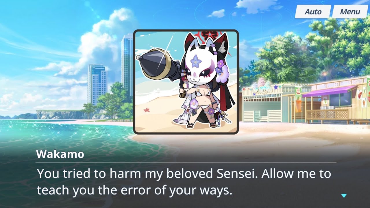 Blue Archive Summer Event Wakamo saves sensei