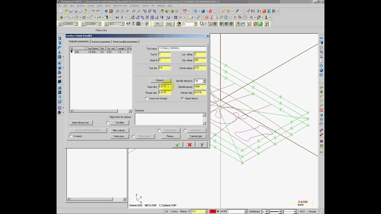Mcam Surface Parallel Toolpath - YouTube