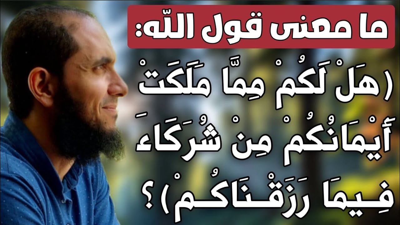 ما معنى آية: (هل لكم مما ملكت أيمانكم من شركاء فيما رزقناكم فأنتم فيه سواء تخافونهم كخيفتكم أنفسكم)؟