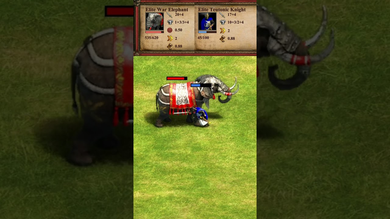 Elite War Elephant vs Elite Teutonic Knight (AoE2) 