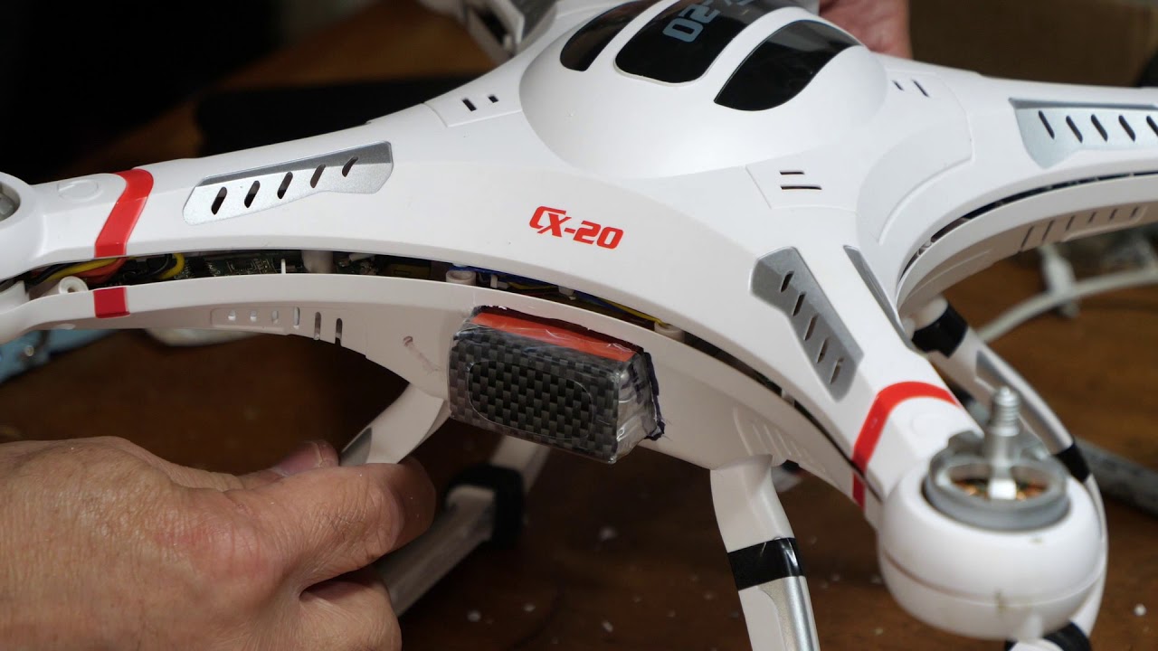 Cheerson CX20 Battery Mod. Made a hole in a perfectly good case.