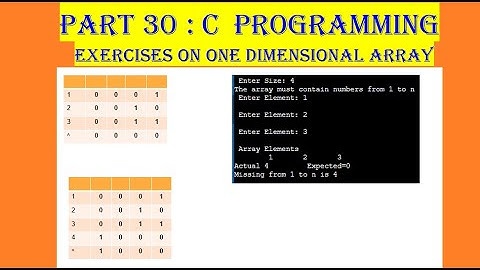 Video 30: C Programming, One Dimensional Array exercises, Bubble Sort, Selection Sort, Filtering,xor