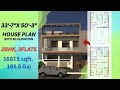 33'-7" x 50'-3" 2BHK 3 Flats Design | Modern 3D Elevation for 2BHK | 3 Family 2BHK House Plan