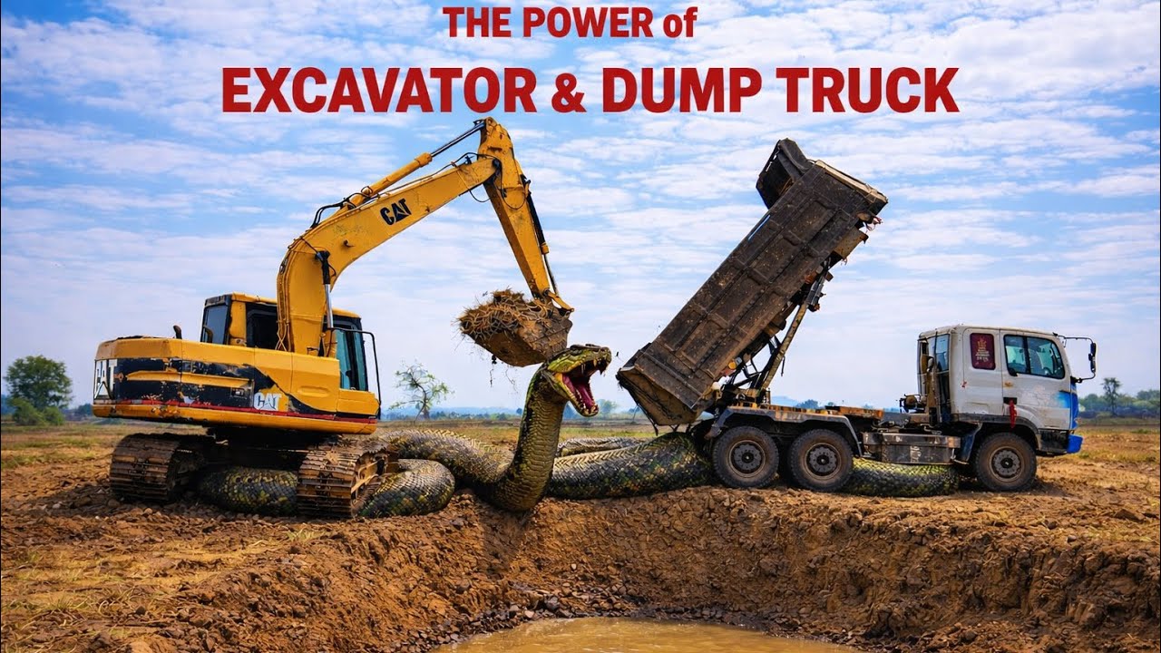 Amazing Excavator & Dump Truck Power at Work!