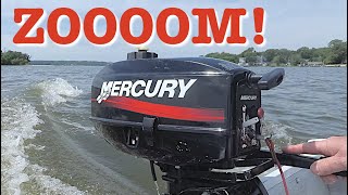 Mercury 2.5 hp 2 stroke outboard engine starting procedure and demo