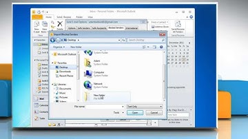 Microsoft® Outlook 2010: Import Windows® 7e-mail addresses into Junk E-mail Filter lists