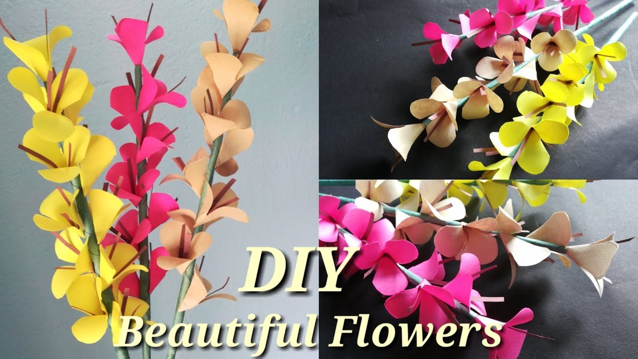 Diy Beautiful Paper Stick Flowers | School Project Origami Flowers | Room  Decoration | By Sangeeta | - Youtube