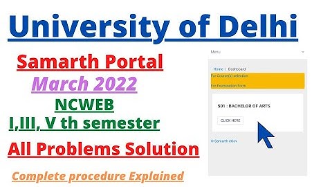 DU Samarth Portal Course Selection