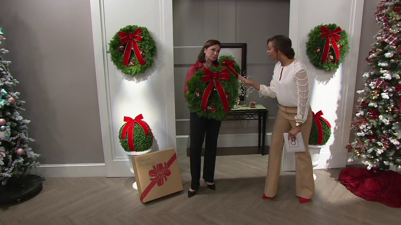 Fresh Balsam Holiday Wreath w/ Jingle Bell by Valerie on QVC