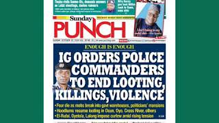 FRONT PAGES OF TOP NIGERIAN NEWSPAPERS FOR 25th OCTOBER, 2020