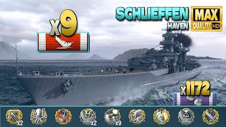 Battleship Schlieffen with friends, 9 ships destroyed - World of Warships screenshot 3