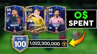 100 OVR!! Upgrading My Team in FC Mobile (0$ Spent)